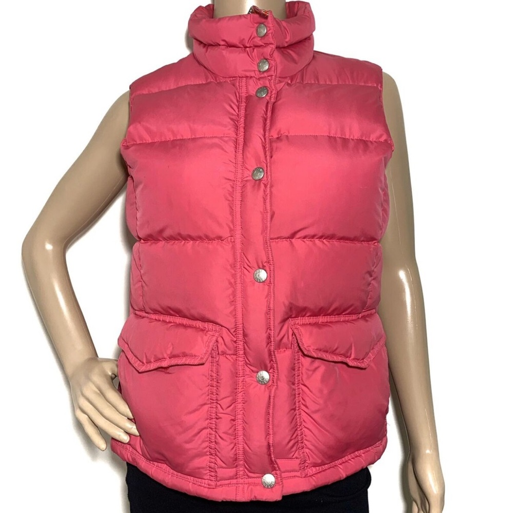 J. Crew Pink Puffer Vest with High Collar and Quilted Design